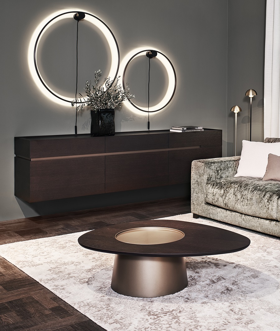 мебель для гостиной, премиум, Christine Kroencke, комод Gap, диван Delano, столики amo, светильники, бра Holy, 65 см, 100 см