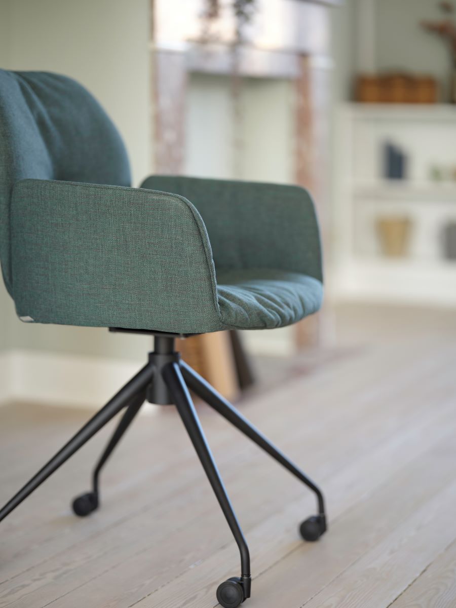 Вращающееся полукресло на колесиках в домашний кабинет , Mood 95, Monitec, Бельгия, металл графит,