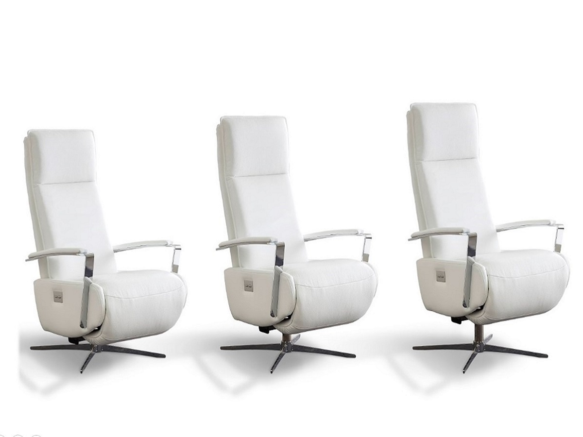 кресло-реклайнер, Pert, 3 размера, белый, кожаный, натуральная кожа, релак, премиум, Oelsa, Haus Kollektion, Германия