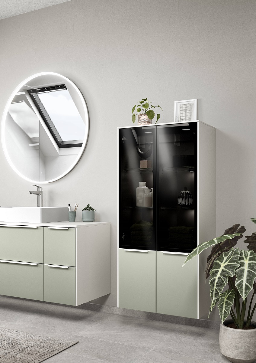 Мебель для ванной Senso, нефрит и черное стекло