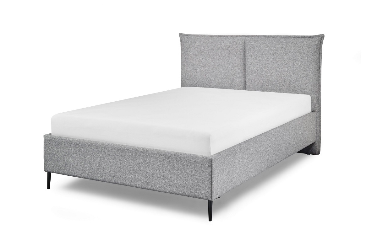 мягкая кровать 160х200 см, объемное изголовье 130 см, FeMyDream, Femira, Германия, premium, анатомический матрас, ножки 15 см, металл черный