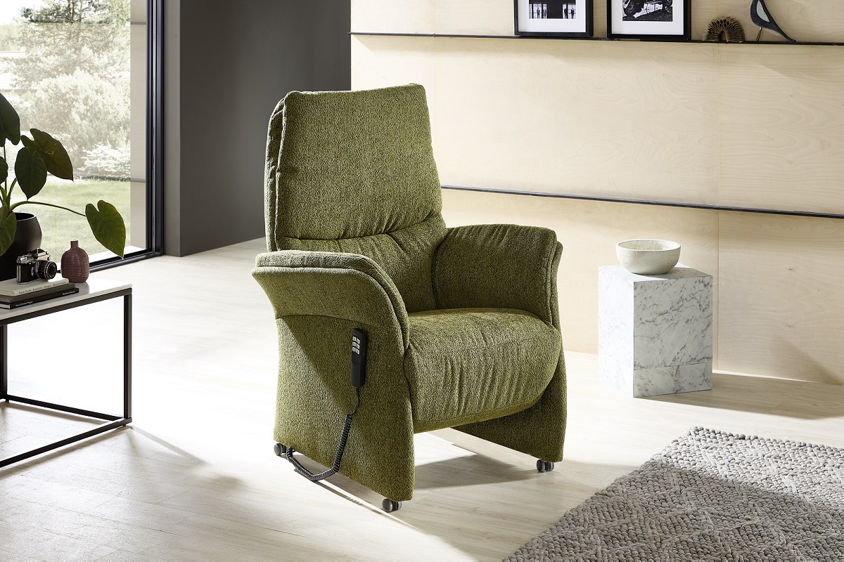кресло-реклайнер, массажное кресло, кресло в домашний кинотеатр, Naxos, Haus Kollektion, Германия, электро-мотор, зеленый, велюр
