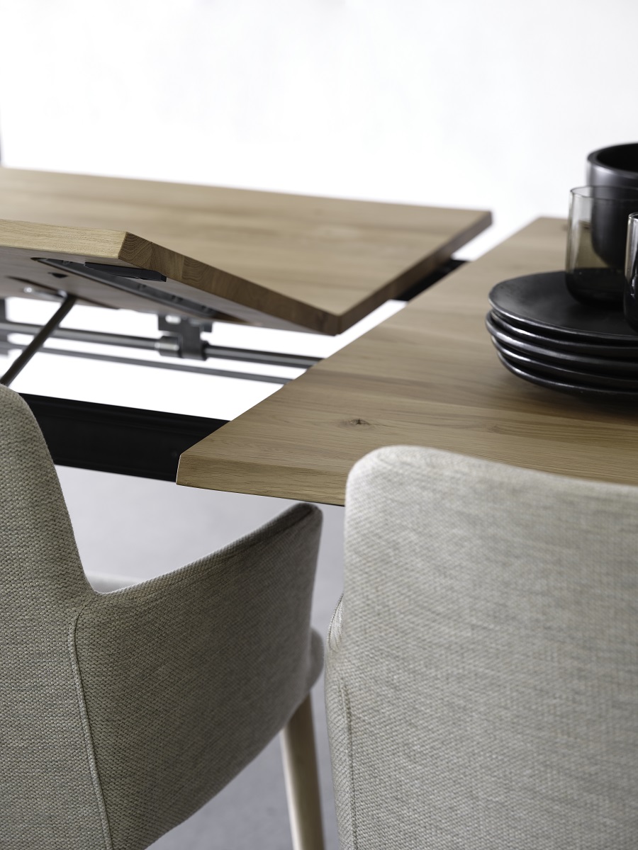 обеденный стол Goa с раскалдным механизмом, Mobitec, массив дуба, 90х180 см, дизайнерская мебель, столовые группы