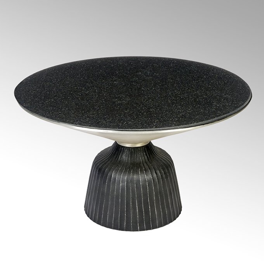 дизайнерский журнальтный столик из черного гранита с канелюрами, натуральный камень, каменная столешница, Sablier, фигурное основание, аксессуары для дома, indoor, outdoor, Lambert, Германия