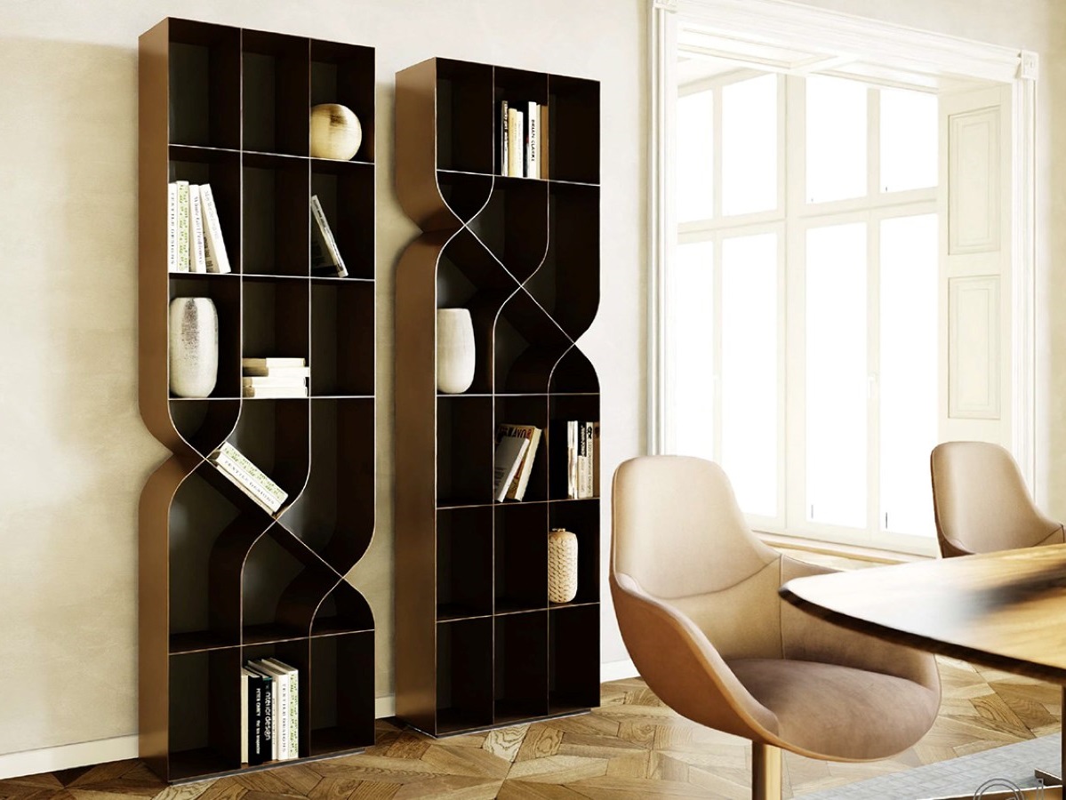 дизайнерский стеллаж, Shelf, Christine Kroencke, металл , натуральный шпон