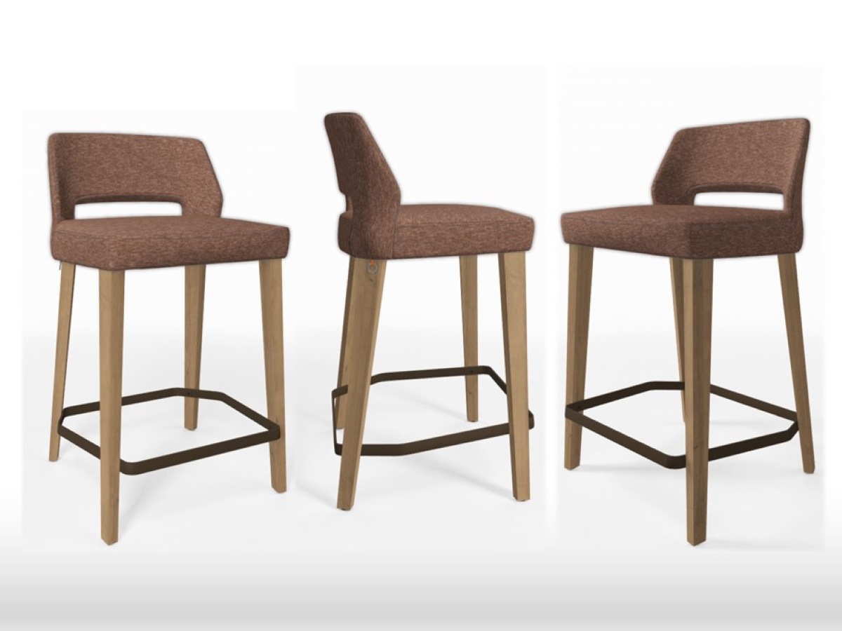 барный стул Lena Mobitec в ткани цвета cacao, дизайнерский стул 65 см