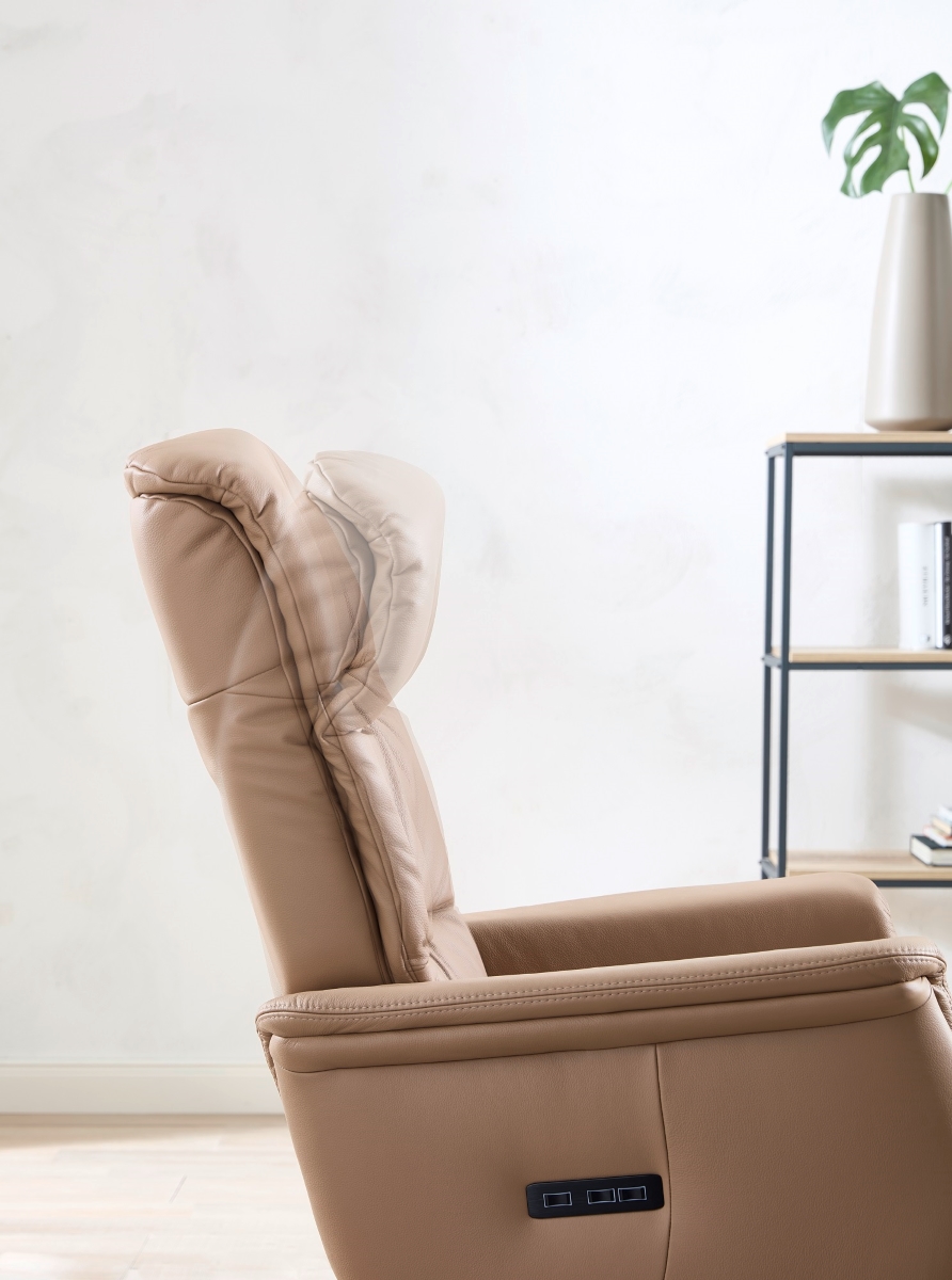 релакс-кресло с регулируемым подголовником, Германия, реклайнер, нарутальная кожа