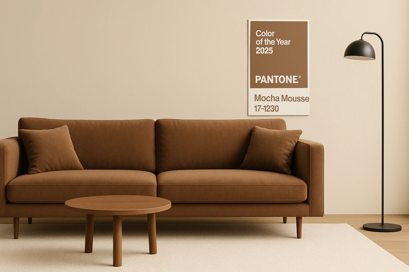 диван в цвете pantone 17-1230 цвет года 2025