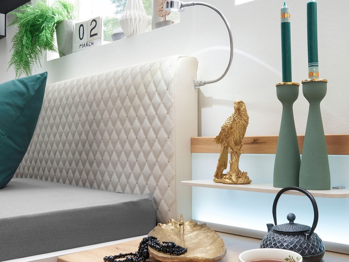 Мягкое изголовье кровати с простежкой ромбами, bett Barcelona Wiemann