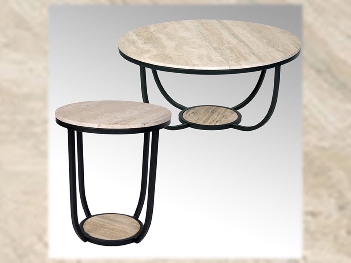 круглые журнальные столики травертин, Lambert