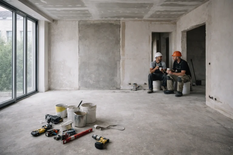 строители пьют чай