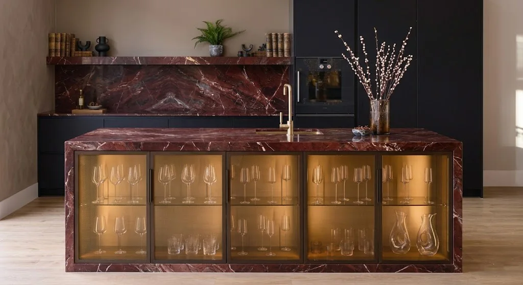 красный мрамор стеновая