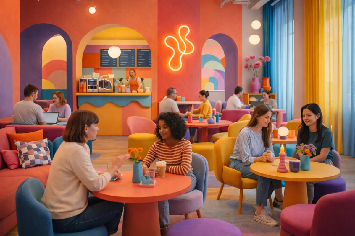 дофаминовый интерьер кафе